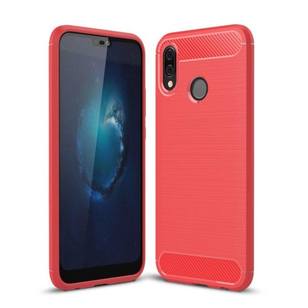 Huawei P20 Lite carbon fiber tekstur TPU etui - Rød Red