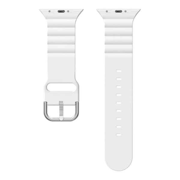 Apple Watch (41 mm) klockarmband i silikon med horisontella ränder - Vit Vit