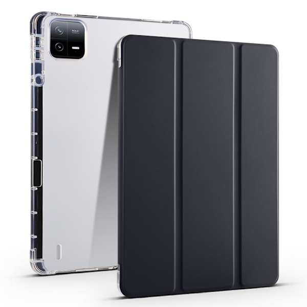 Tri-fold læderstativ-etui til Xiaomi Pad 6 / 6 Pro - Sort Black