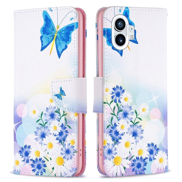 Wonderland Nothing Phone (1) Flip Etui - Sommerfugl og Blomster Multicolor