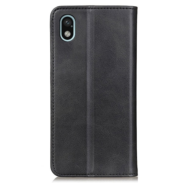 Sony Xperia Ace III lompakkokotelo, aitoa nahkaa - Musta Black