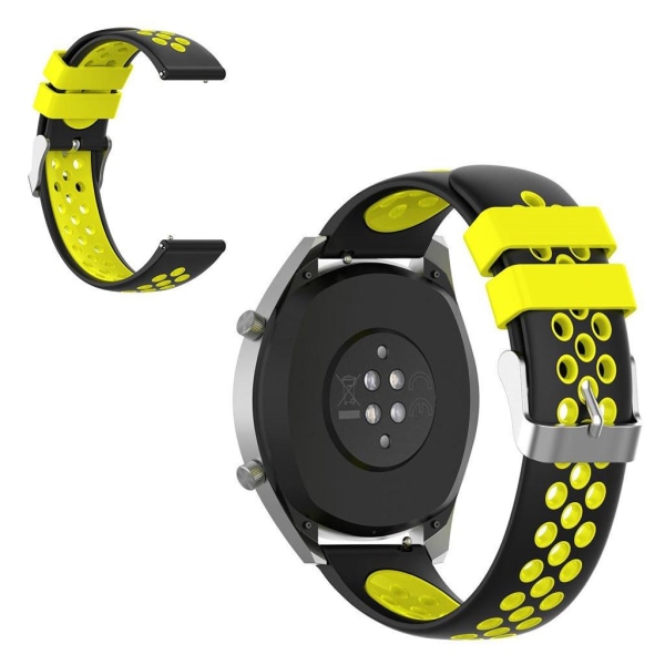 22mm Universal dual color silicone watch band - Black / Yellow Black