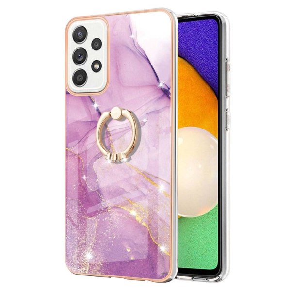 Marble Patterned Suojakuori With Ring Holder For Samsung Galaxy A52s 5G / A52 5g / A52 - Pinkki Marble Haze Pink