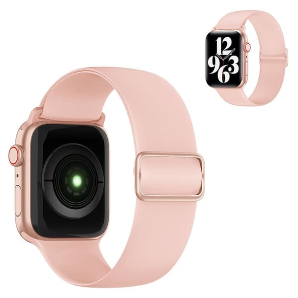 Apple Watch 44 mm elastisk klokkerem i silikon - Rosa Pink