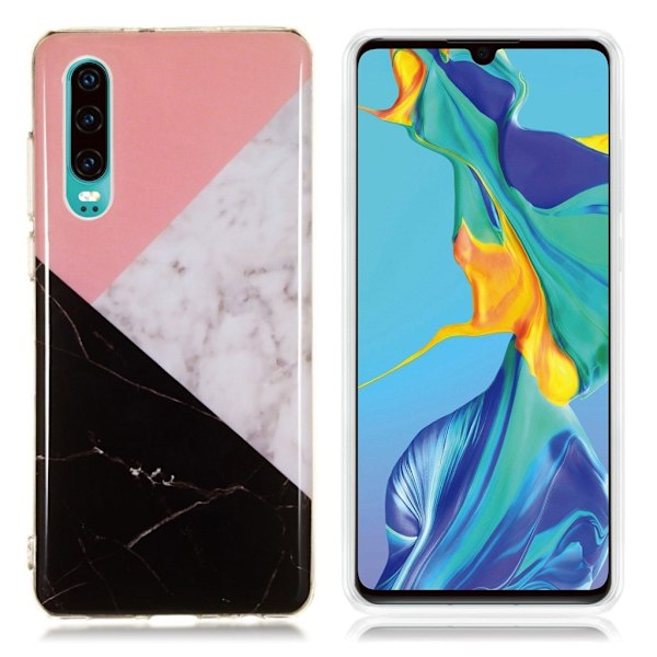 Huawei P30 marmor mønster fleksibelt etui - Model E Multicolor