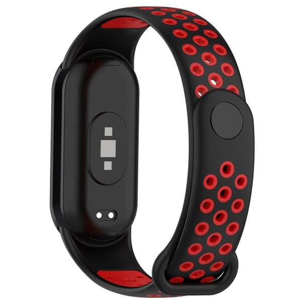 Xiaomi Smart Band 8 tofarvet silikonestrop - Sort / Rød Red