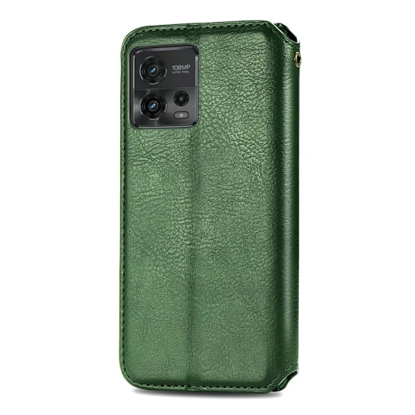 Läderfodral med A Snygg Rhombus Avtryck till Motorola Moto G72 - Grön Grön