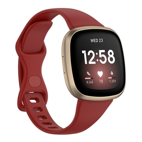 Fitbit Versa 4 / Sense enkelt klockarmband - Mörkröd Storlek: S Röd