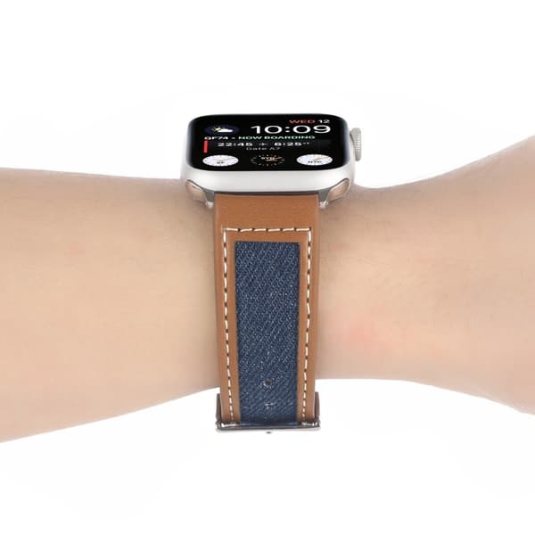 Apple Watch Series 8 (41mm) läderarmband i canvas - Brun / Blå Brun