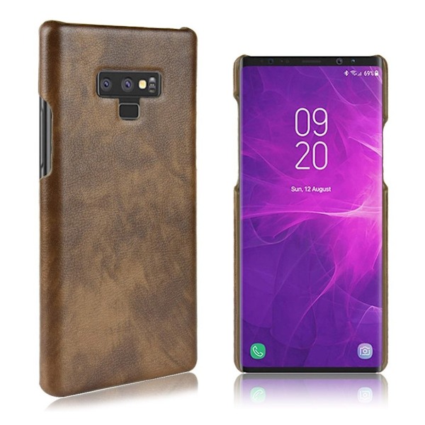 Samsung Galaxy Note 9 mobilskal plast syntetläder litchi - Kaffe Brun