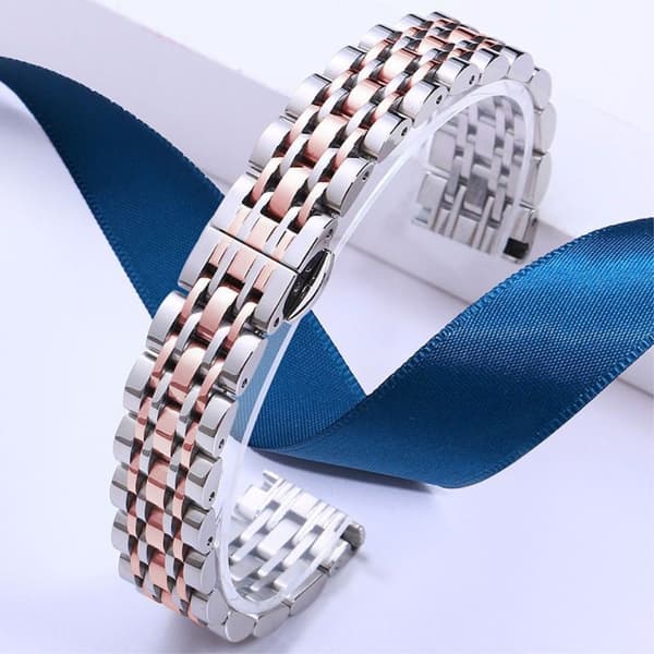 Garmin Lily 2 Watch Band 7-Beads 14 mm erstatningsrem i rustfritt stål - Sølv + Rose Gull Silver grey