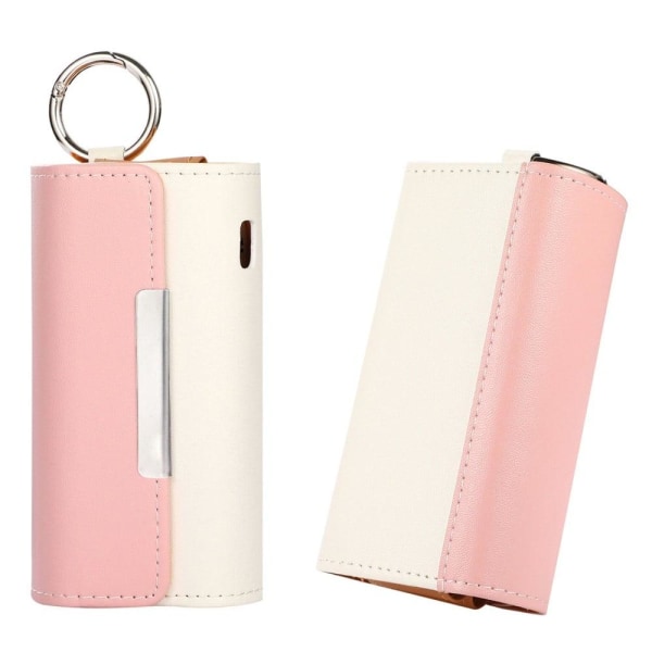 IQOS ILUMA PU leather cover with ring buckle - Pink Leather / Wh Pink