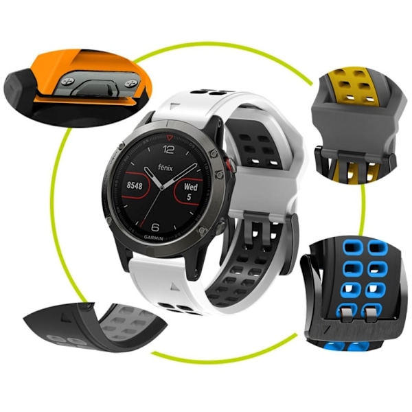 Garmin Fenix 7X kaksivärinen silikonikellon hihna - Armeijan Vihreä / Musta Green
