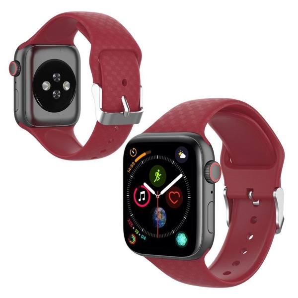 Apple Watch Series 5 44mm 3D strassi silikoninen kellonauha - Punainen Red