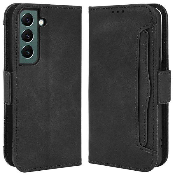 Stilfuldt Læder Etui med Pung til Samsung Galaxy S22 Plus - Sort Black