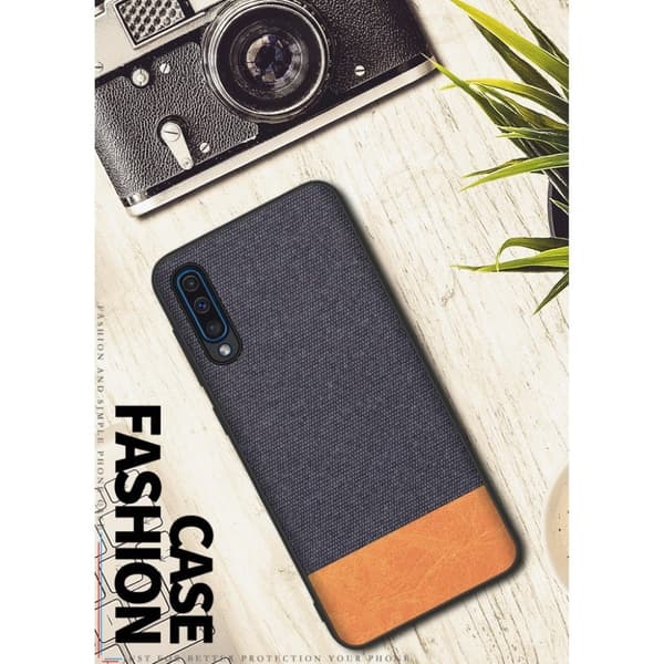 Samsung Galaxy A50 klut tekstur deksel - Dark Blue / Orange Multicolor