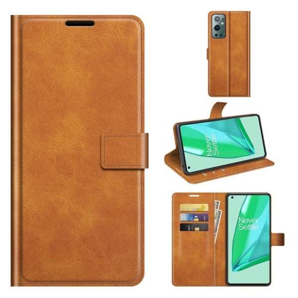Hållbart konstläder OnePlus 9 Pro fodral med plånbok - Orange Orange