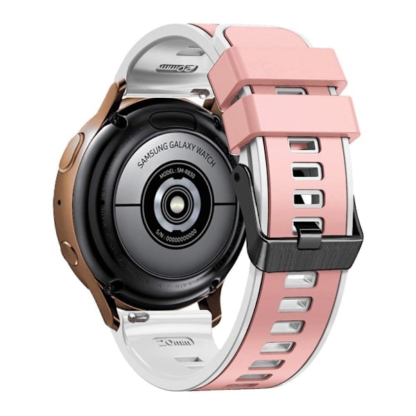 20 mm universellt dubbelfärgat klockarmband i silikon - Ljusrosa / Vit Rosa