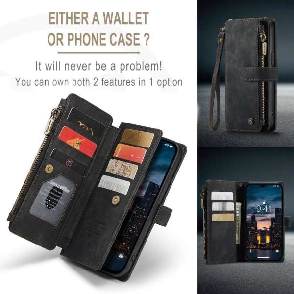 Rymligt iPhone 14 Pro Max fodral med plånbok - Svart Svart