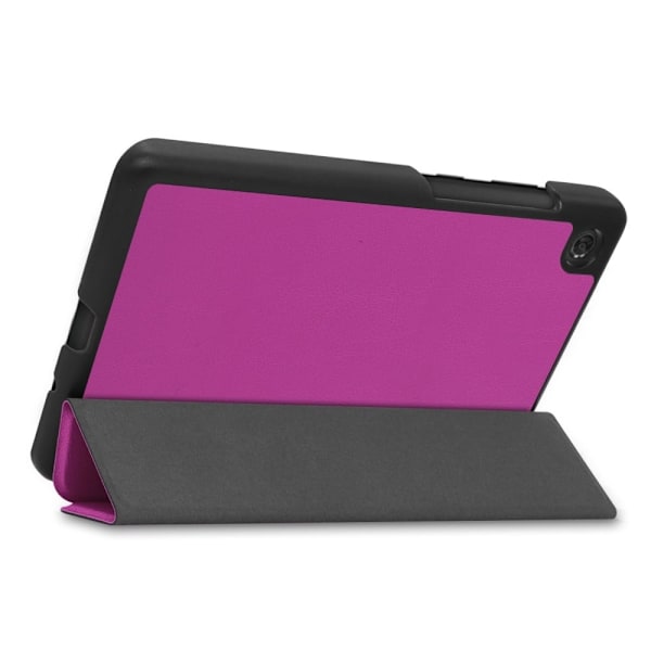 Tri-fold Leather stander etui til Lenovo Tab M7 (3. generation) - Lilla Purple