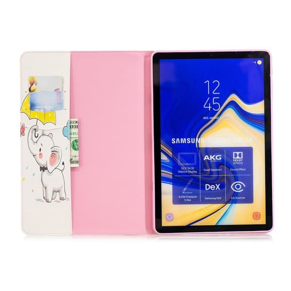 Samsung Galaxy Tab S4 PU-läderfodral med mönster - Elefant Som Håller I Ett Paraply multifärg