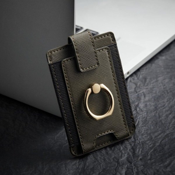 MUXMA Universal leather card holder with ring grip - Green