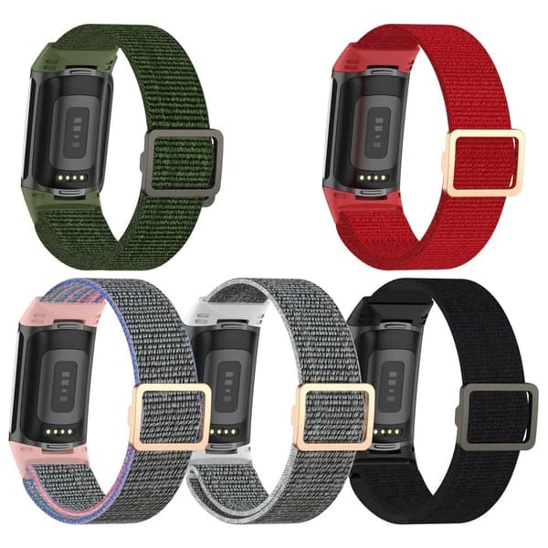 Fitbit Charge 5 elastisk nylon-urrem - Lyserød Pink
