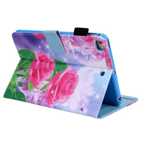 Cool Mønstret Lær Flippetui til iPad Mini (2019) - Rød Blomst Red