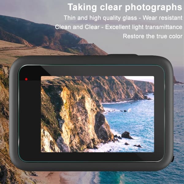 IMAK 1 Set GoPro HERO12 Black Tempered Glass Screen Protector for Front Screen, Rear Screen, and Lens Transparent