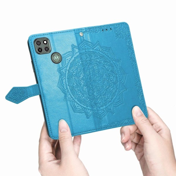 Mandala Motorola Moto G9 Power nahkakotelo - Sininen Blue