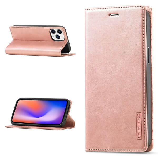LC.Imeeke läder iPhone 13 Pro fodral - Rosa Rosa