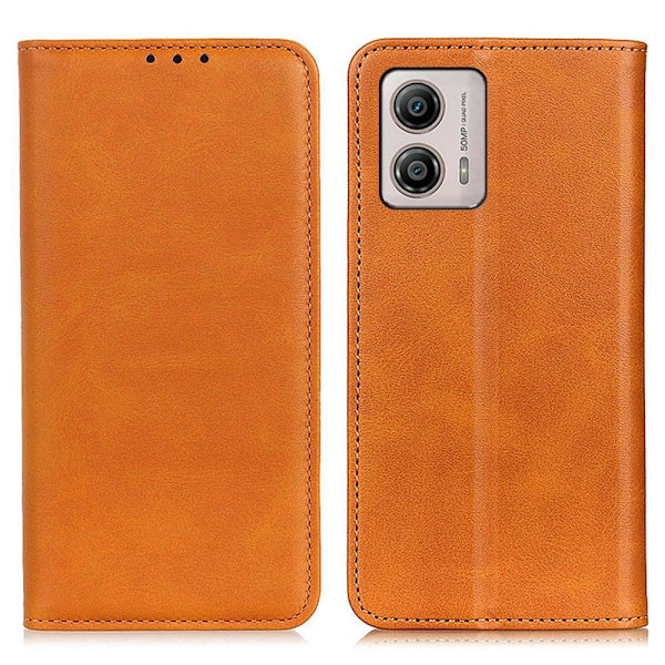 Flip Etui med Pung i Ægte Læder til Motorola Moto G23 / G13 / G23 - Brun Brown