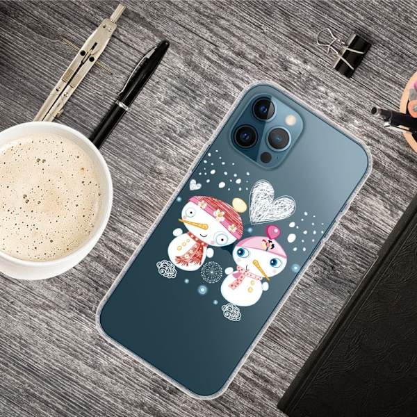 Julfodral till iPhone 13 Pro Max - Snögubbe Par Vit