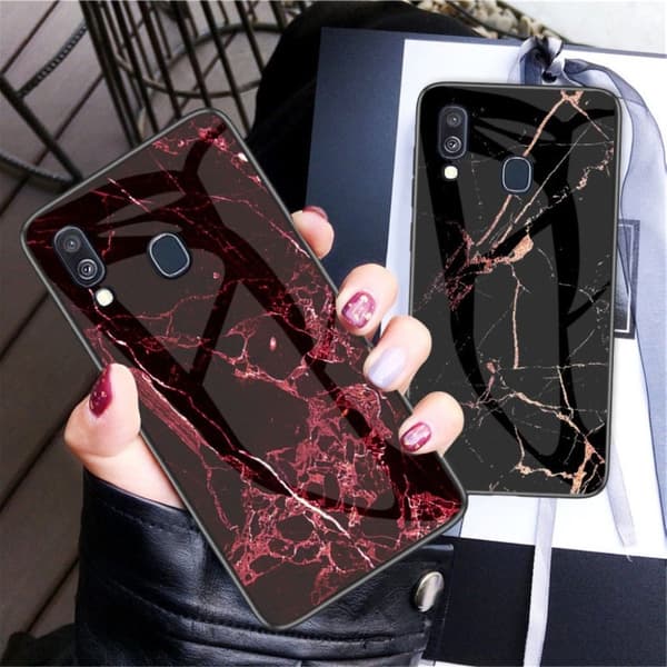 Fantasy Marble Samsung Galaxy A40 deksel - Rød Red