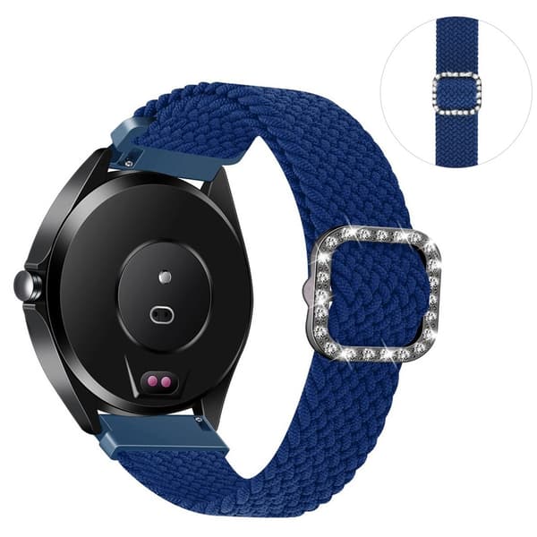 20mm Universal nylon + rhinestone spænde urrem - Blå Blue