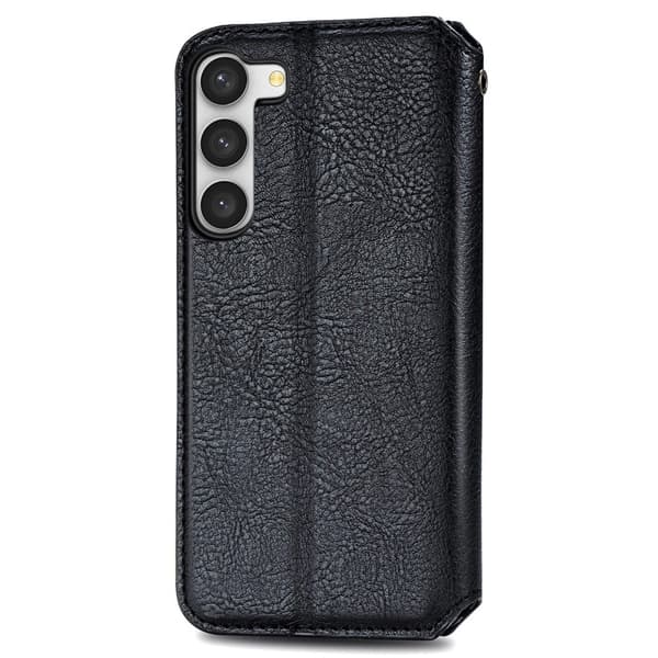 Læretui med A Stilfull Rhombus Imprint til Samsung Galaxy S23 Plus - Svart Black