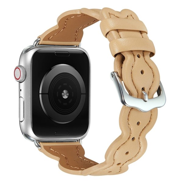 Apple Watch Series 8 (41mm) klockarmband i äkta läder med kanderade hasslar - Valnöt Brun