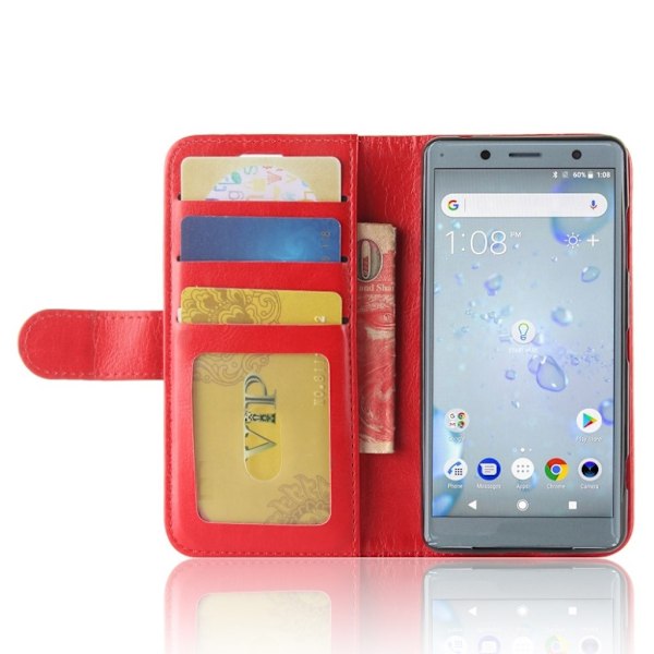 Crazy Horse Sony Xperia XZ2 Compact PU læder flip etui - Rød Red