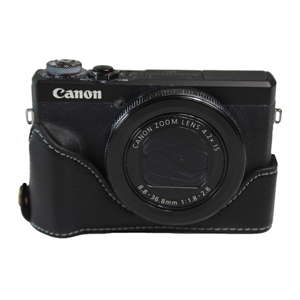 Canon PowerShot G7 X Mark II kestävä nahkakotelo - Musta Black