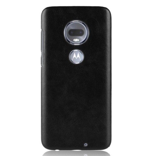 Motorola Moto G7 litsi pintainen nahkainen suojakotelo - Musta Black