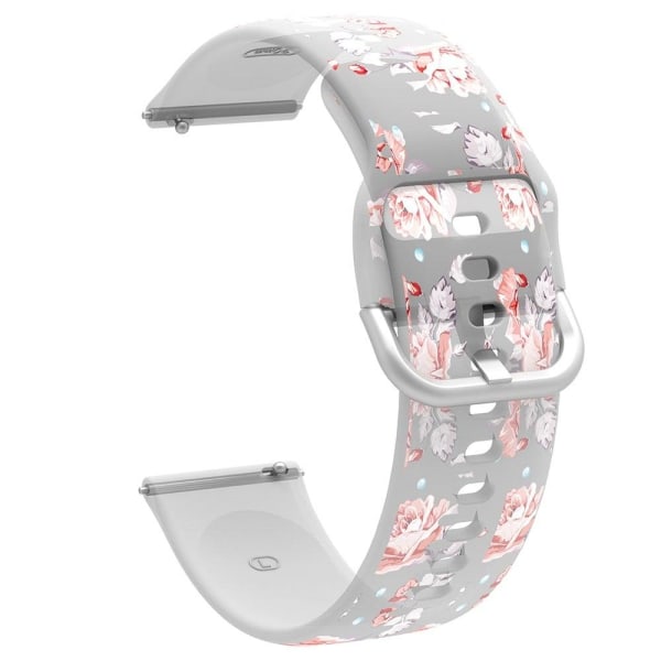 20mm Universal pattern printed silicone watch strap - Pink Flowe Rosa
