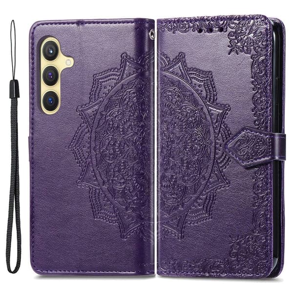 Mandala Samsung Galaxy S24 Plus nahkakotelo - Violetti Purple