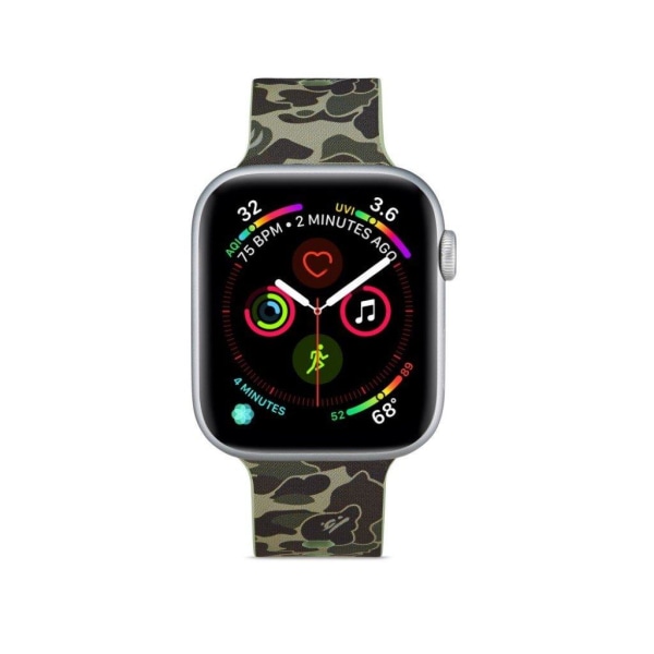 Apple Watch Series 5 44mm Mønster silikone urrem - Grøn Camouflage Green