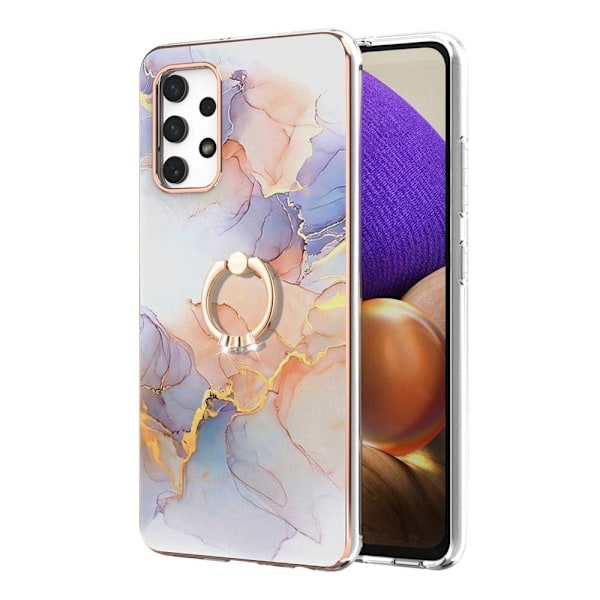 Marble Patterned Suojakuori With Ring Holder For Samsung Galaxy M32 5G / A32 5g - Milky Way Marble White Multicolor