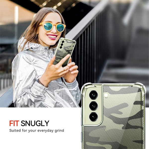 RZANTS halvgenomskinligt fodral med coolt tryck och hörnskydd för Samsung Galaxy S21 FE Transparent