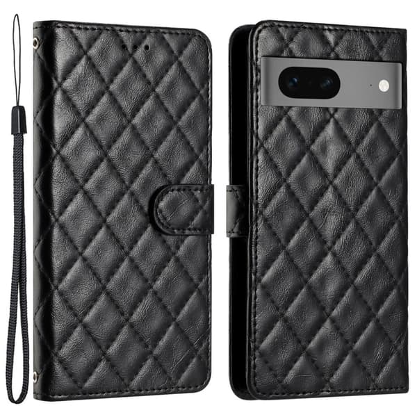 Funksjonelt rombe lommebokdeksel for Google Pixel 7 - Svart Black