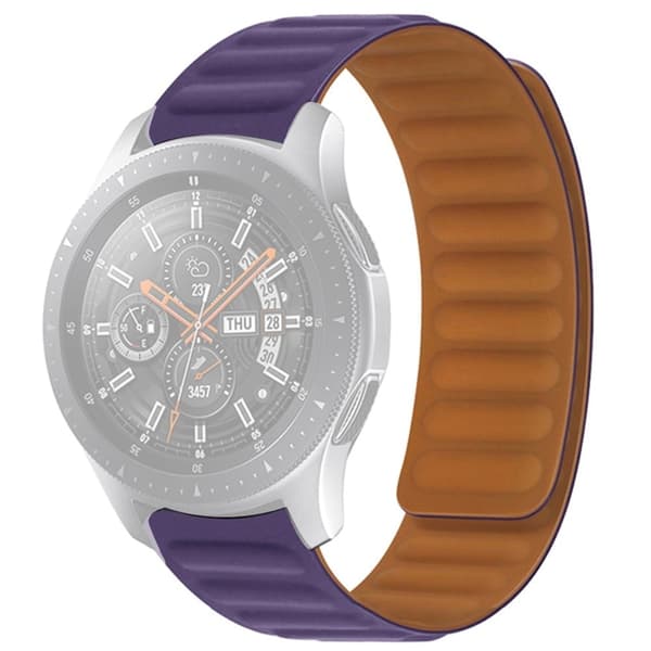 22 mm universal klockarmband med magnetlås i silikon - Mörklila Lila