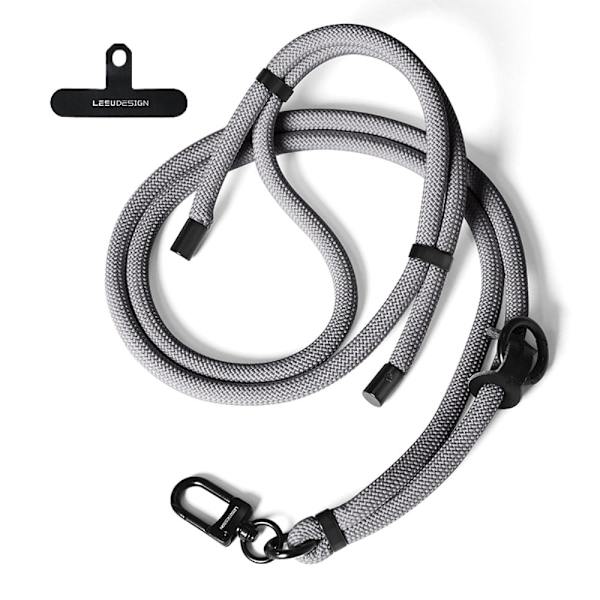 160 cm skulderrem til telefon med patch - Ensfarvet Lysegrå Silver grey