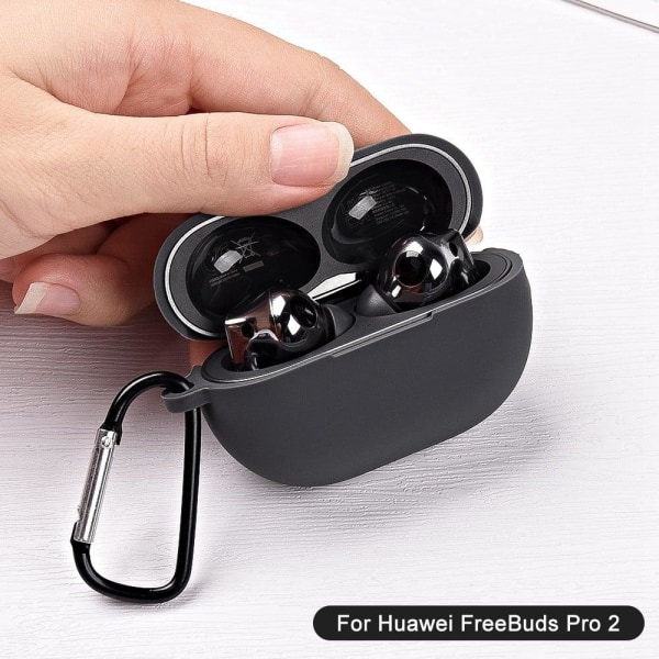 Huawei FreeBuds Pro 2 silicone case with buckle - Grey Silvergrå