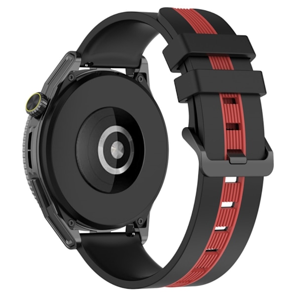 20 mm universel tofarvet silikone-urrem - Sort / Rød Red